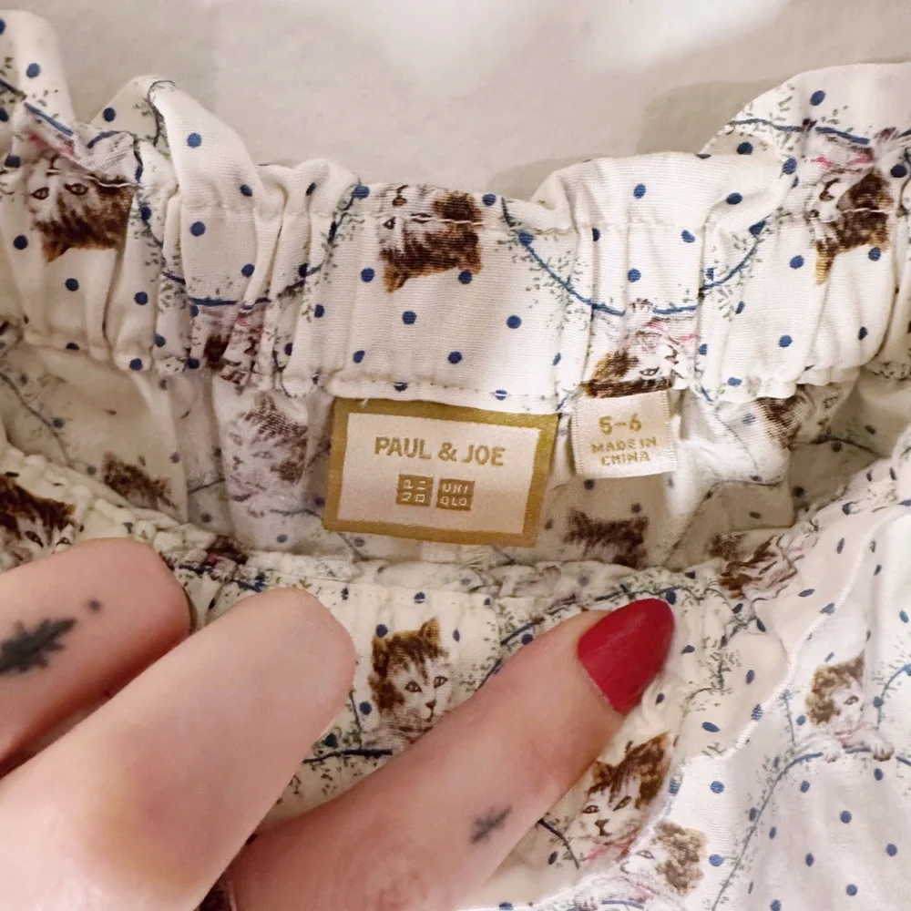 Paul & Joe For Uniqlo Kids Boxer Shorts Cats White Blue Pajamas